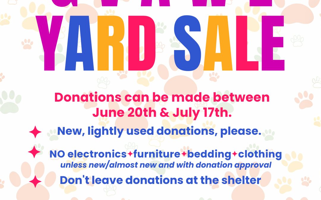 Accepting Donations for our Annual Yard Sale!