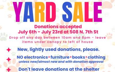 JULY 2026- We are accepting donations for our Annual Yard Sale!!